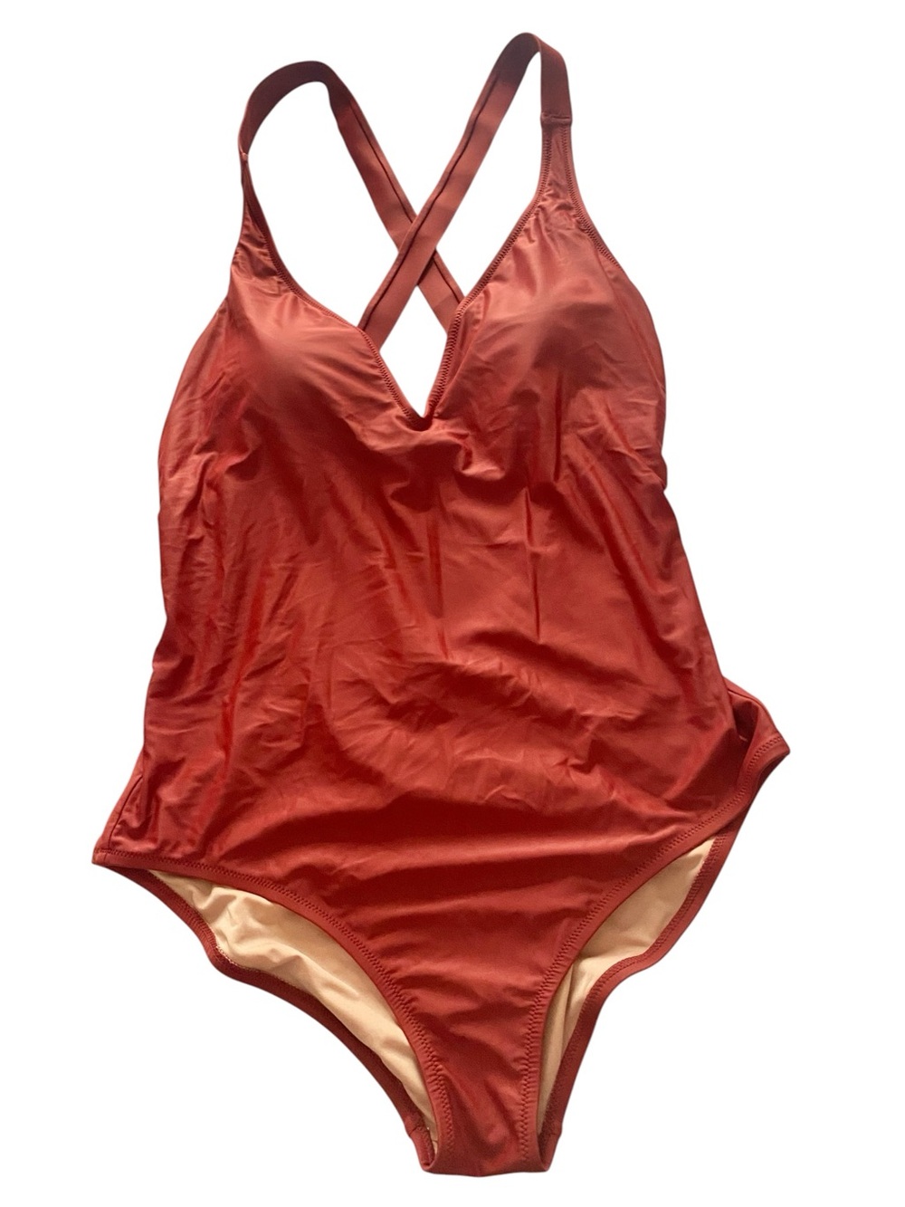 J.Crew DD Plunge Cross-Back One-Piece Swimsuit in Rust Women’s Size 14 - Picture 4 of 9